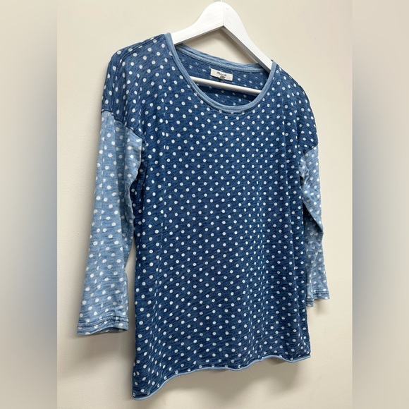 Madwell Women’s S Blue Polka Dot Long Sleeve Top shirt Tee - Picture 2 of 6